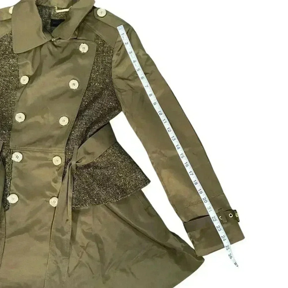 Steve Madden Tweed Panel Peplum Trench Coat Size Medium NWOT - Picture 16 of 16